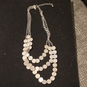 New York & Company Silver Multi-Layer Disc Necklace